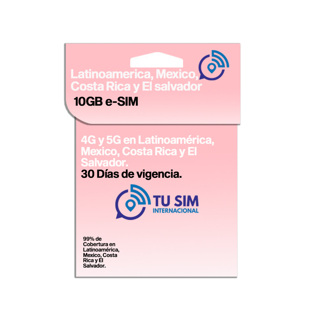eSIM Latinoamerica, Mexico, Costa Rica y El salvador.