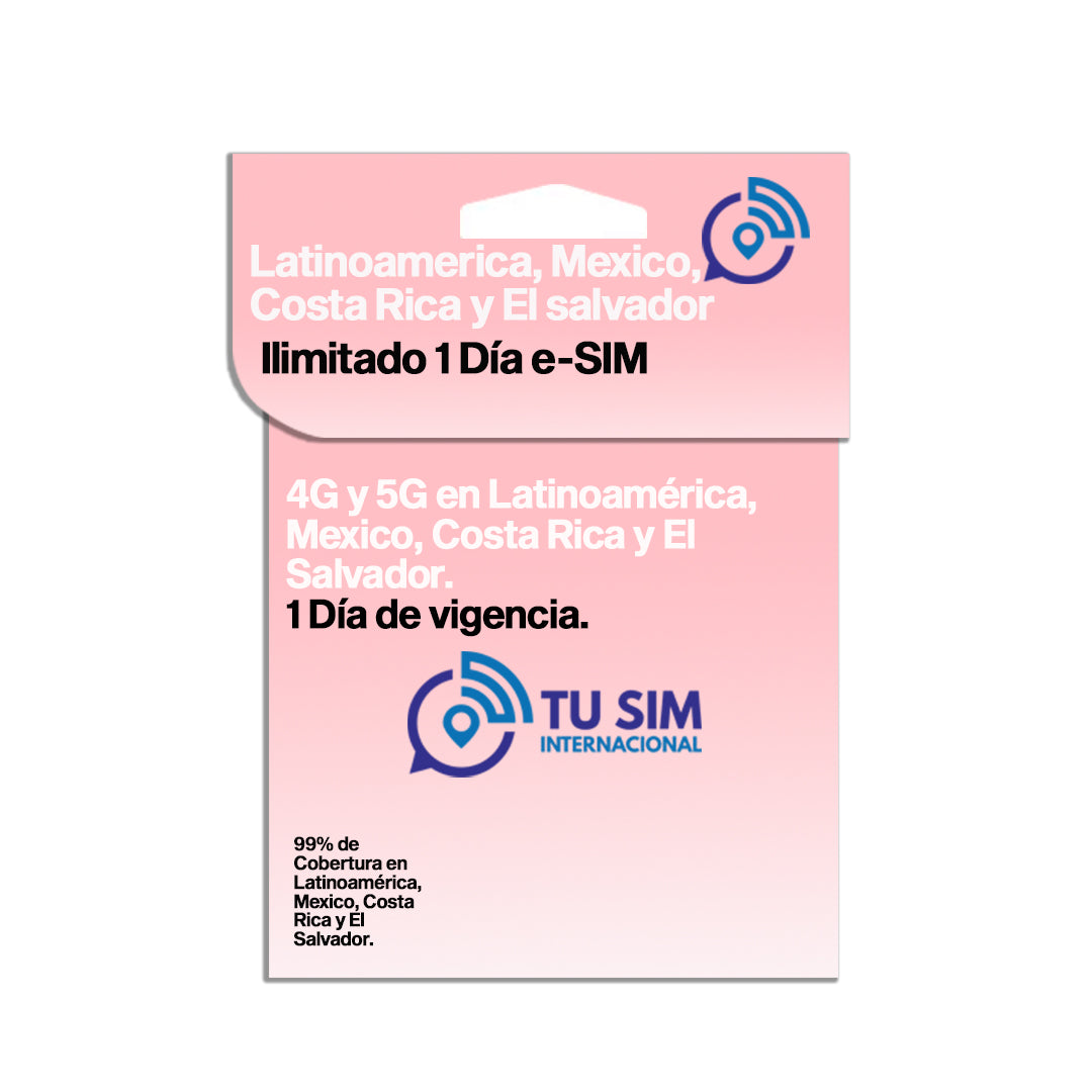 eSIM Latinoamerica, Mexico, Costa Rica y El salvador.