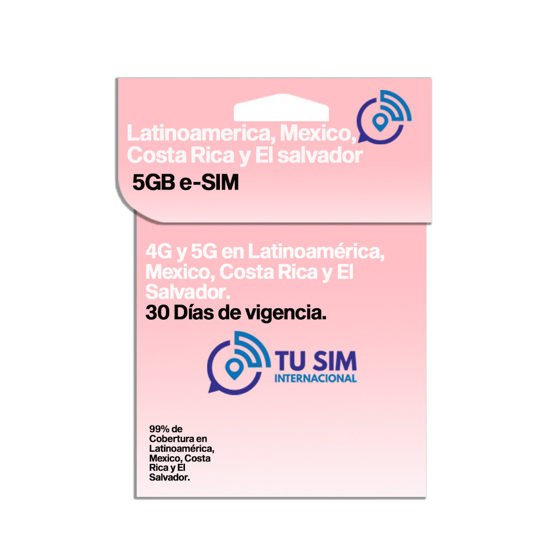 eSIM Latinoamerica, Mexico, Costa Rica y El salvador.