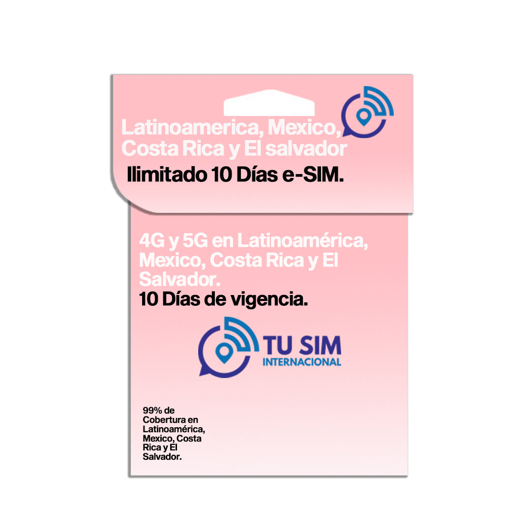 eSIM Latinoamerica, Mexico, Costa Rica y El salvador.