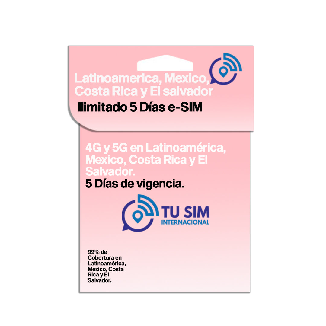 eSIM Latinoamerica, Mexico, Costa Rica y El salvador.