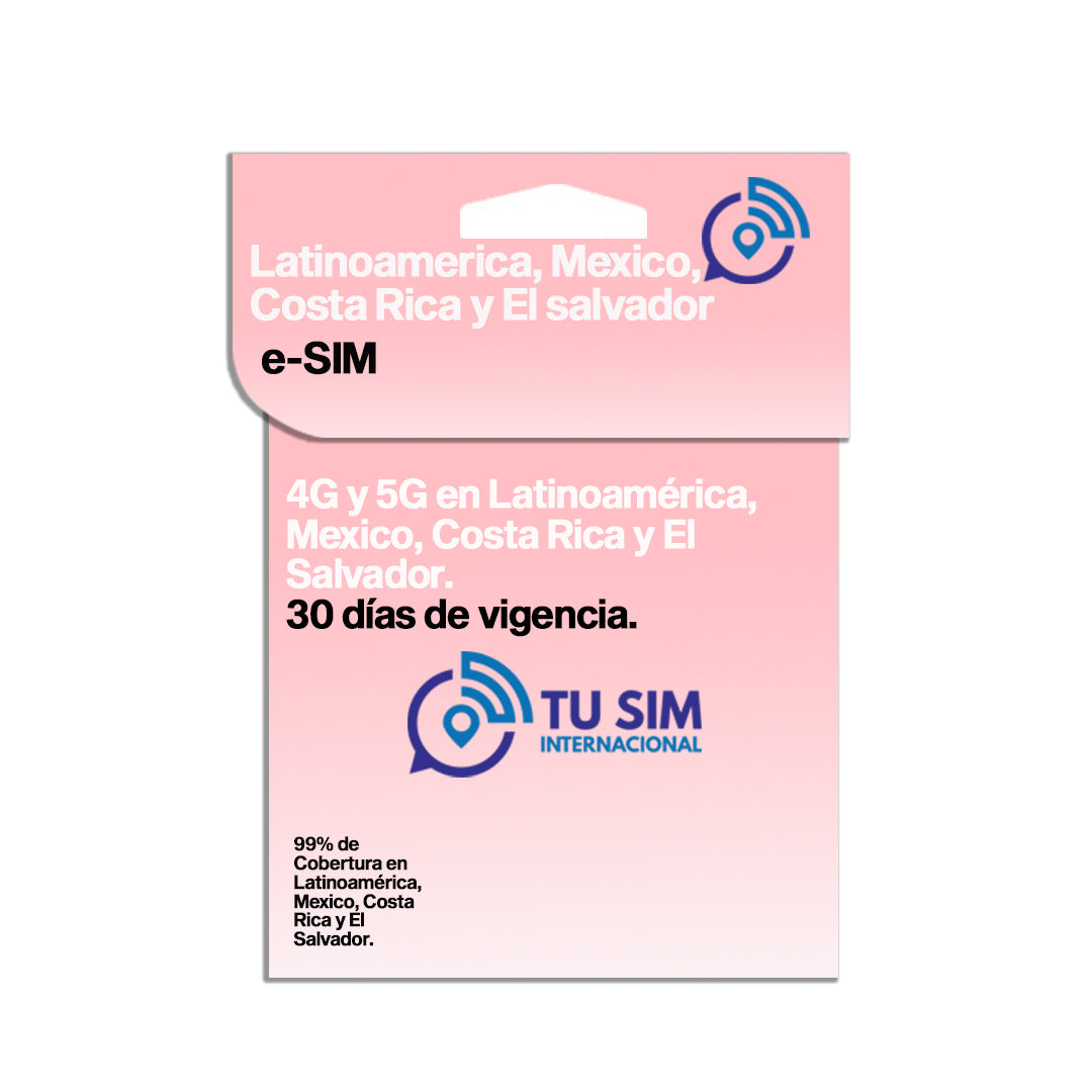 eSIM Latinoamerica, Mexico, Costa Rica y El salvador.