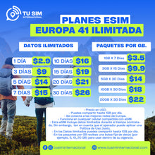 eSIM Ilimitada Europa 41 Turquia, Israel, UK y USA.