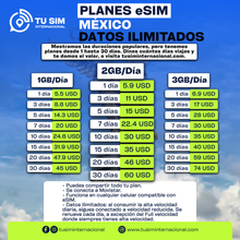 eSIM ilimitada para México