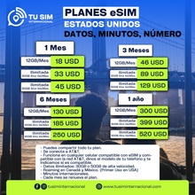 eSIM Estados Unidos con Datos, Llamadas y Número USA