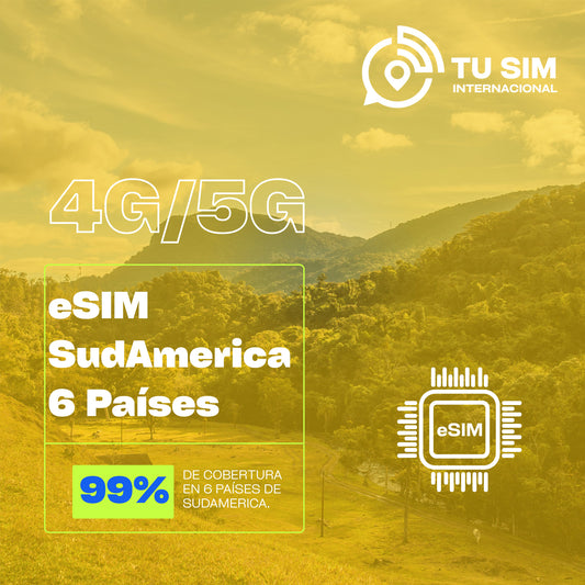 eSIM Ilimitada Sudamérica 6 Países.