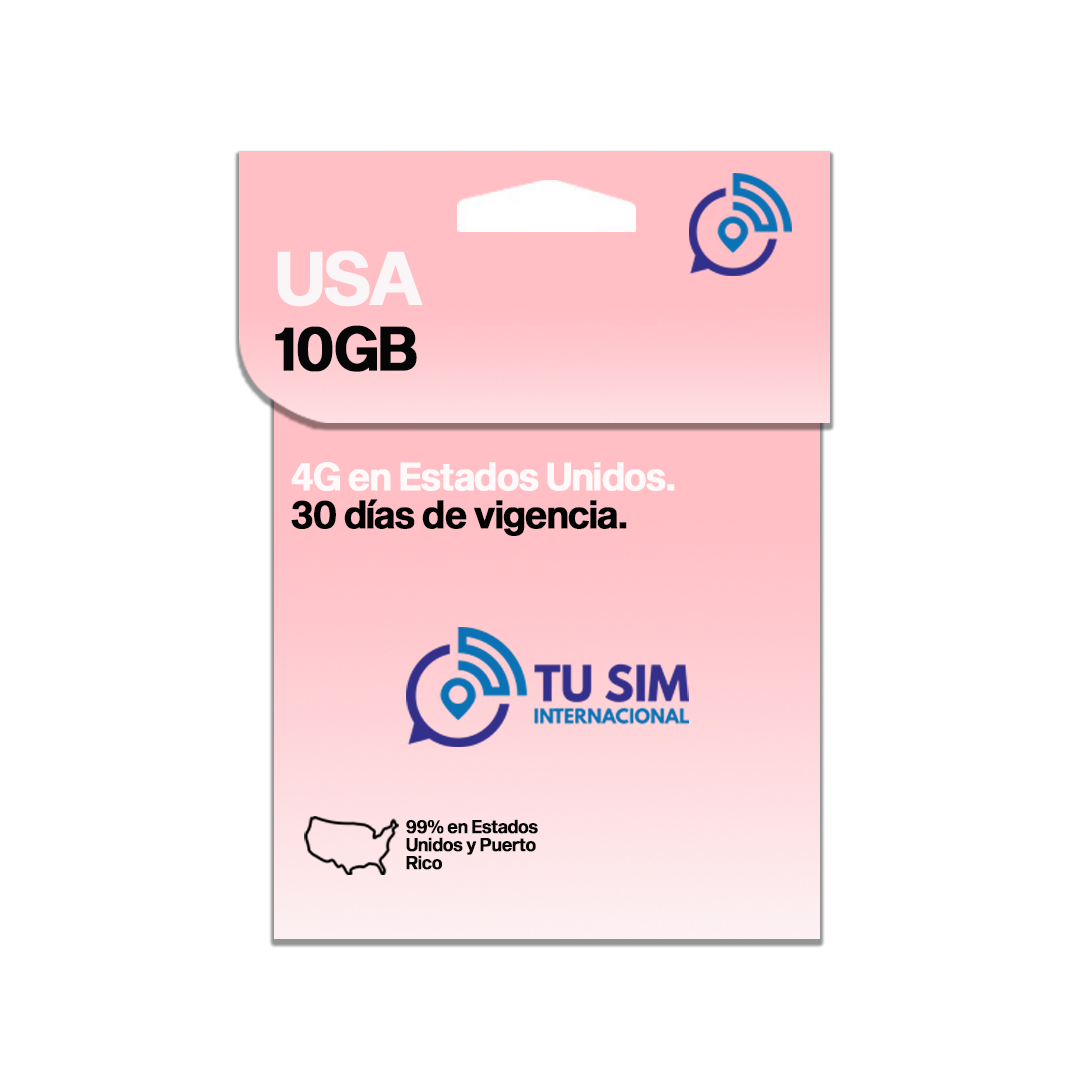 SIM CARD para Estados Unidos 10GB. TuSimInternacional