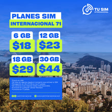 Tabla de precios SIM física 71 países
