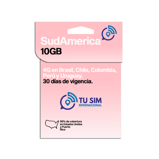 SIM CARD Sudamerica 10GB.